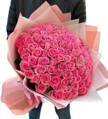 101 pembe gül, pembe gül buketi, canlı gül buketi