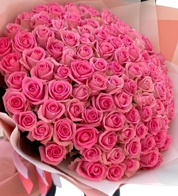 101 pembe gül, pembe gül buketi, canlı gül buketi