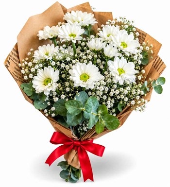 beyaz düş papatya ve cipso buketi, çiçek siparişi, Lilya Rose