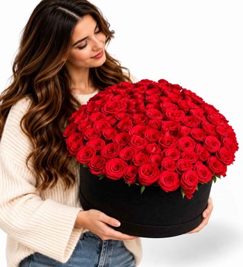 prestige rouge 101 kırmızı gül kutusu, çiçek siparişi, Lilya Rose