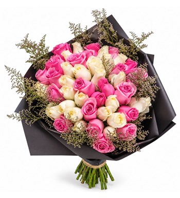 pure love pembe ve beyaz gül, çiçek siparişi, Lilya Rose